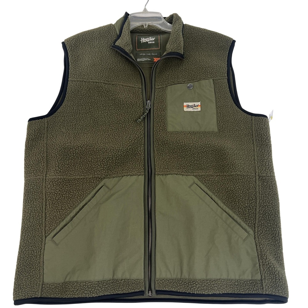 Howler Bros Vest Mens XL Green Fleece Full Zip Sherpa Outdoor Hiking Casual